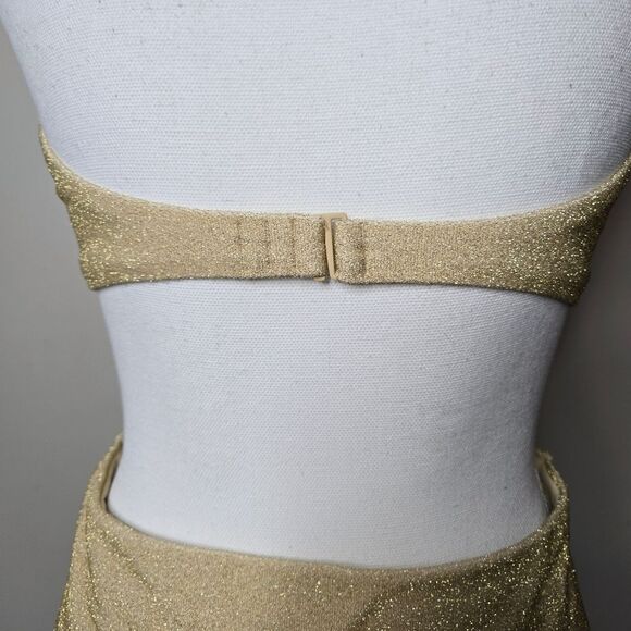 Aerie Sparkle Gold Halter Cutout Swimsuit - Picture 8 of 12
